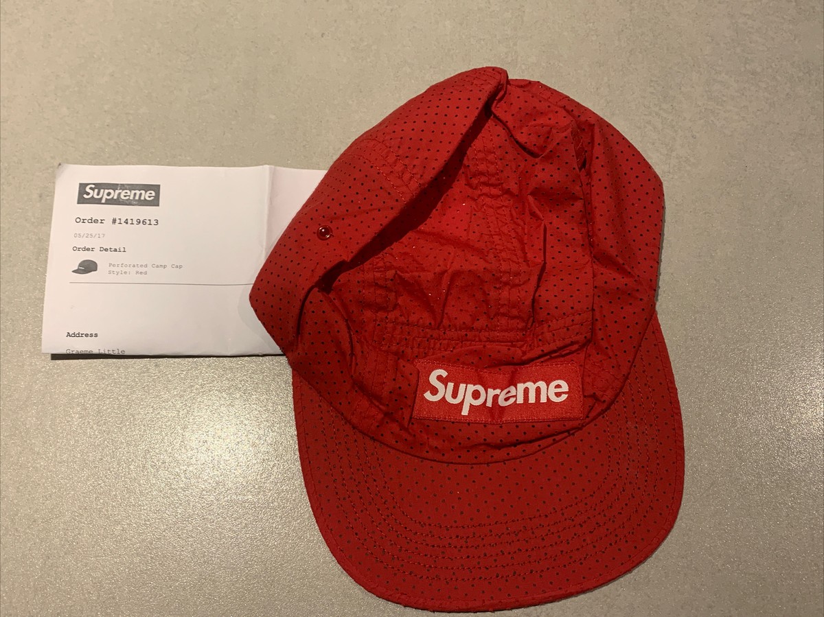 SUPREME PERFORATED CAMP CAP REC SS17 NEW WITH PURCHASE 