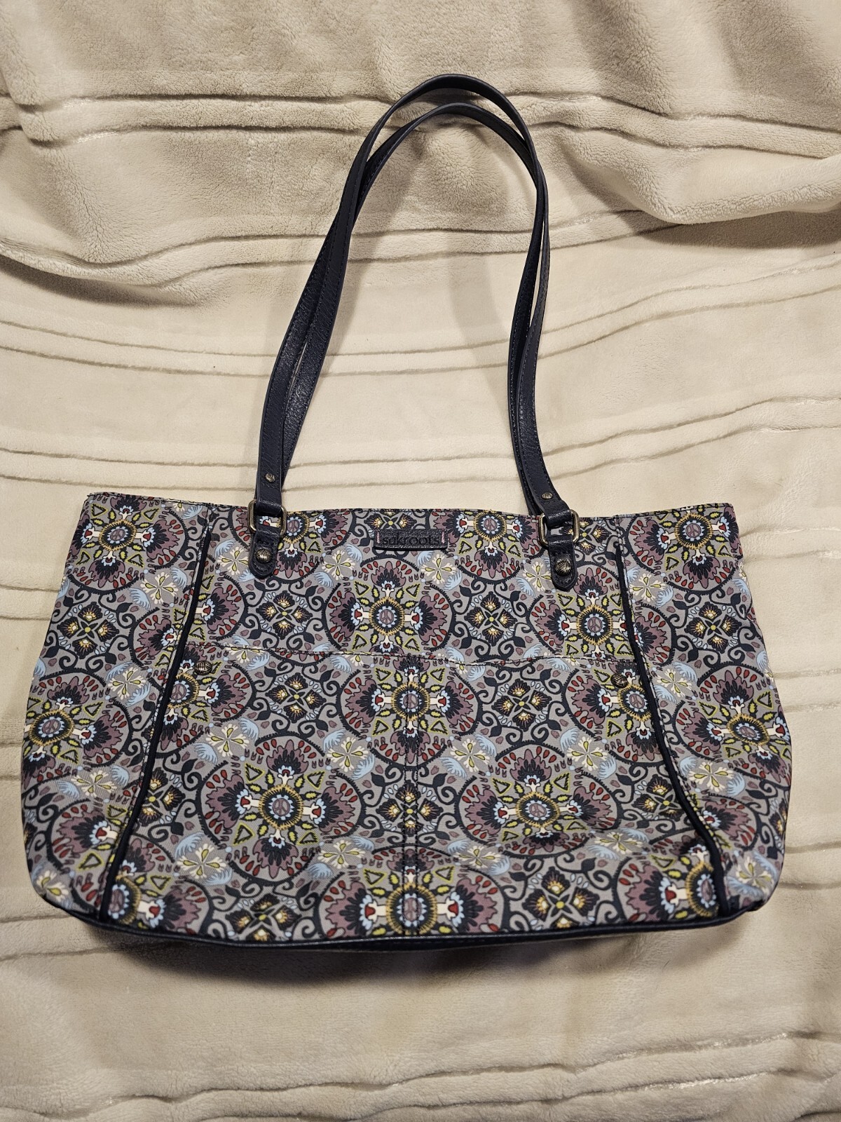 Sakroots Gray Mosaic World Metro Tote ECO Friendly Made With Recycled Bottles