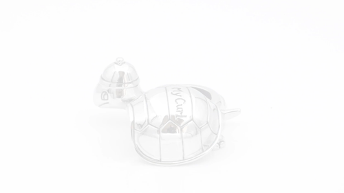 Tooth Box Lure Baptism Gift Turtle Silver-Plated Milk Tooth Box with Engraving - Video 1 of 1