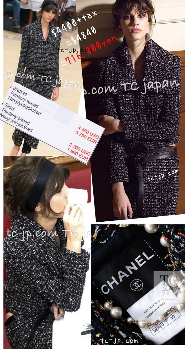 ジャケット・アウター block pattern tweed jacket CHANEL BOUTIQUE 95A NEW TAGS TWEED LITTLE BLACK JACKET 24K