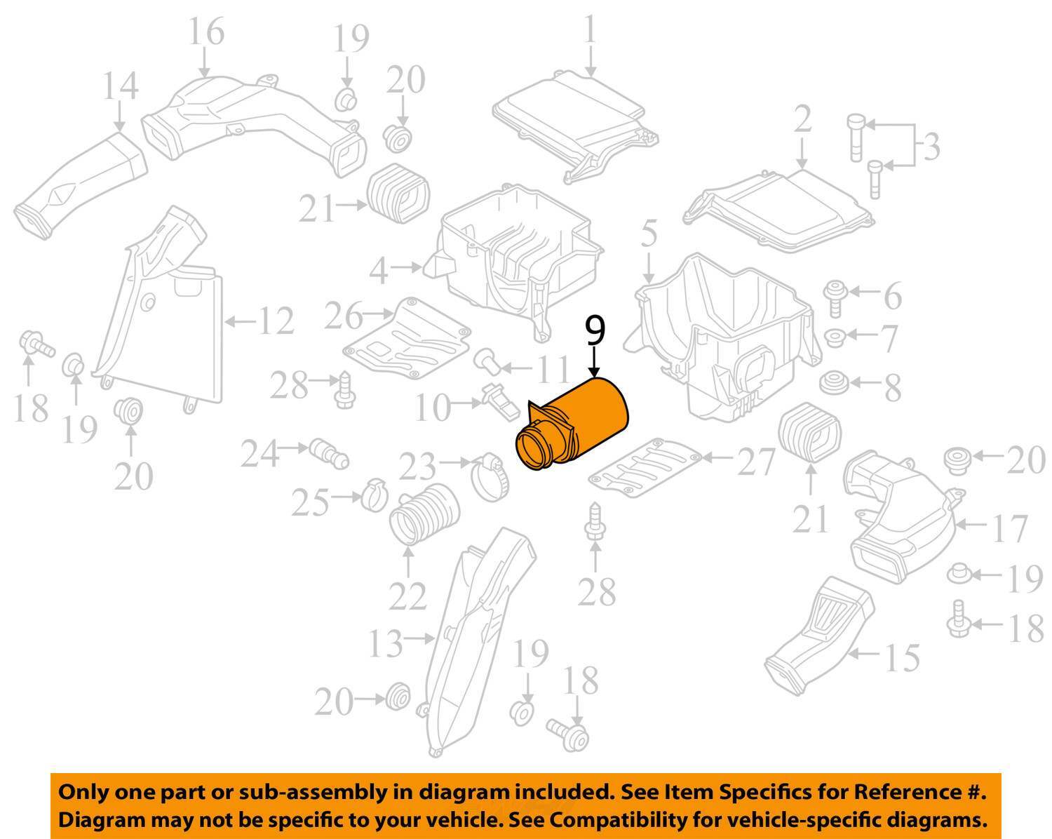 Audi R8 V10 Spyder Rear Right Engine Air Intake Filter Housing 2017 - 2023 OEM