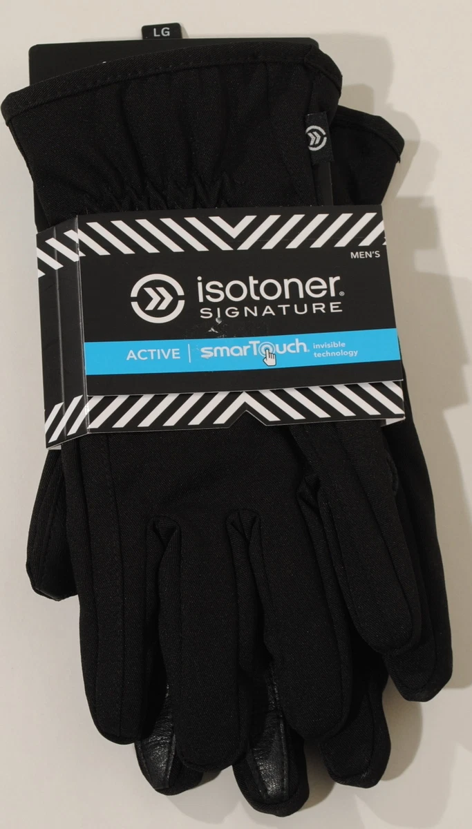 Isotoner Signature Active Smartouch Black Waterproof Gloves Sz Large NWT'S F2C