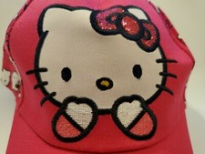 HELLO KITTY Pink Hat with Sparkle Bow, Hook and Loop Adjustment,  New  