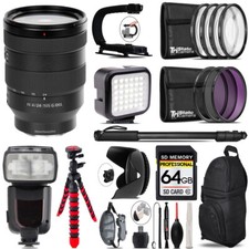 Sony FE 24-105mm f/4 G OSS Lens LED Flash Bag - 64GB Accessory Bundle