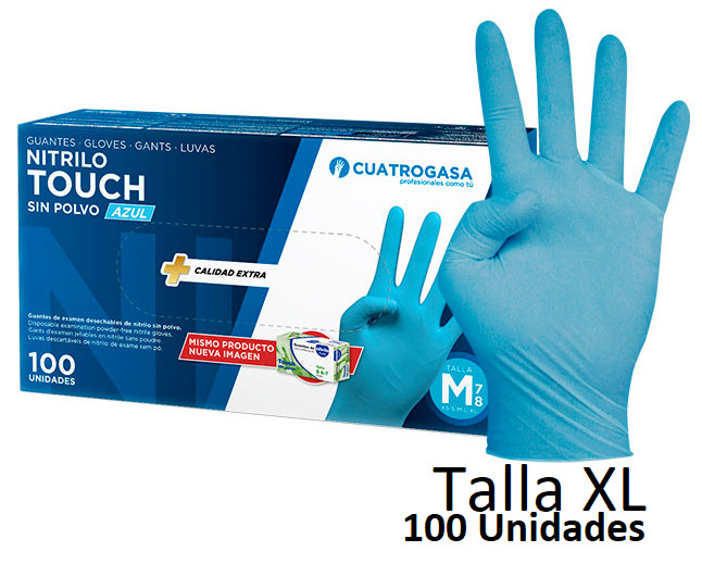 Guantes Nitrilo Azul Talla XL Sin Polvo Antialérgicos Apto Uso Alimentario