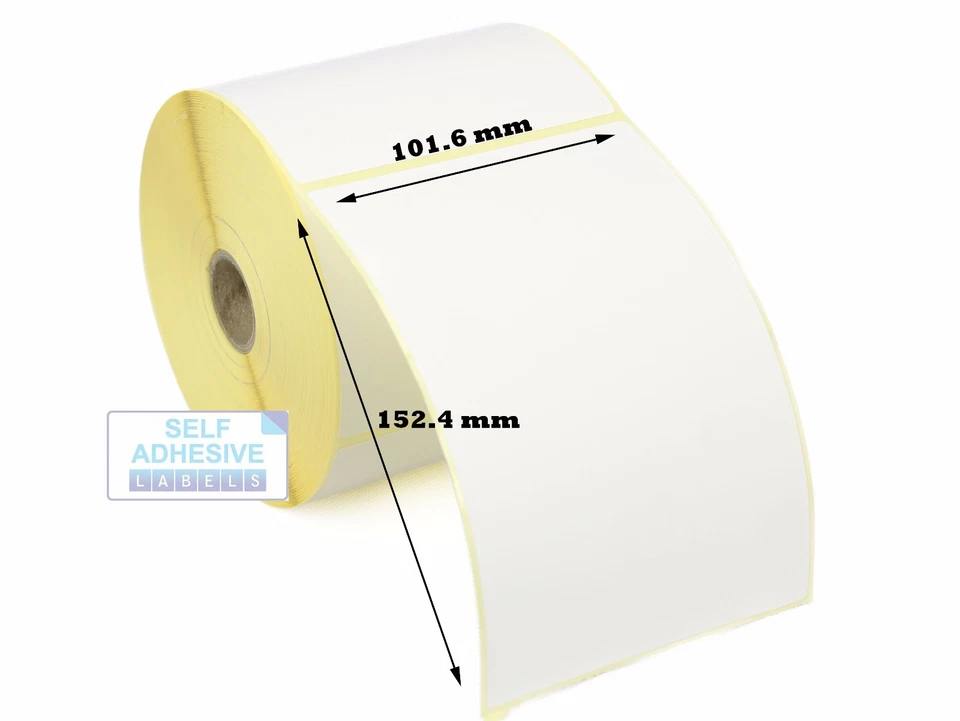 LABEL METRICS 101.6x152.4mm WHITE Thermal Labels With Perforations 5,000