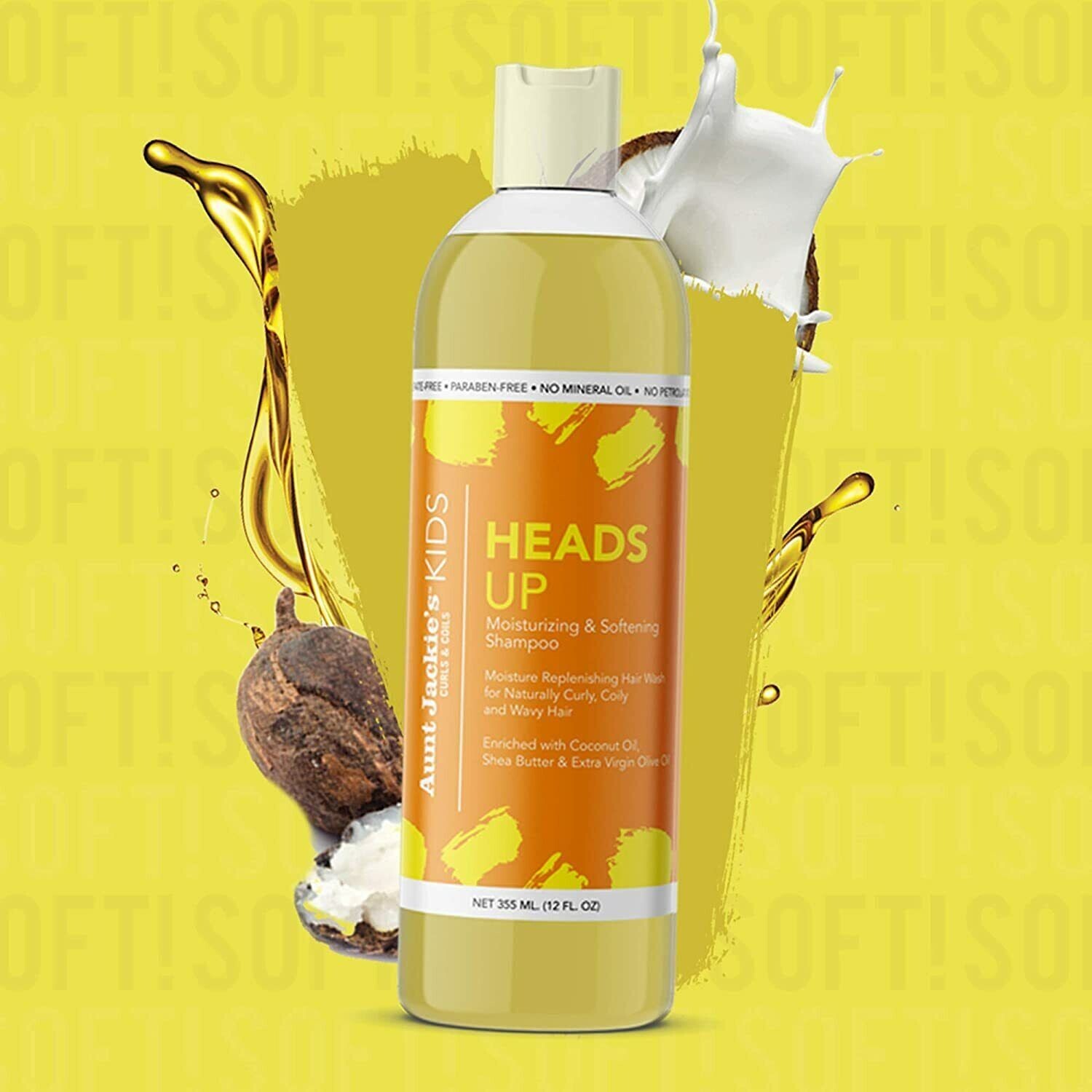 Aunt Jackies Kids Girls Moisturizing Softening Shampoo Heads Up Curly Wavy Hairs
