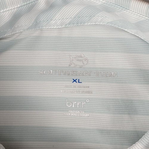 Camisa Southern Tide Para Hombres XL Azul Claro Rayas Rendimiento Polo Manga Corta Brrr - Imagen 2 de 6