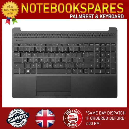 REPLACE FOR HP 15-DW2153NIA LAPTOP PALMREST WITH BLACK KEYBOARD UK L94460-031
