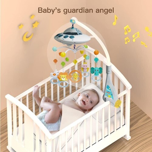 Baby Musical Crib Bed Bell Cot Mobile Stars Dreams Light Nusery Lullaby Toy New - Picture 5 of 10