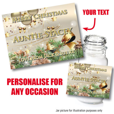 PERSONALISIERTES WEIHNACHTSETIKETT AUFKLEBER KERZENGLAS GESCHENKIDEE GESCHENK YANKEE 125