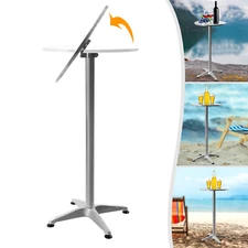 23.6" Round Pub Table Bistro Bar Height Cocktail Table W/ 90° Foldable Table Top