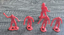 Vintage MPC Red Caveman Figures Lot of 5 Used  Fireman
