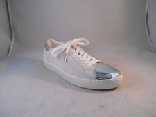 Michael Kors White Leather and Silver Fashion Sneakers Women's Sz 8 M / 38.5 EUR