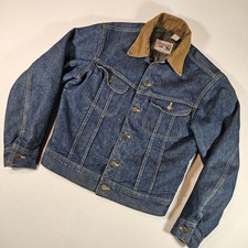 Vintage Lee Storm Rider 42R L Denim Jacket Corduroy Collar Blanket Lined USA 70s