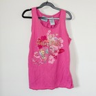 Disney Fairies Tinker Bell Floral Tank Top Girls 10/12 Pink Graphic Shirt — photo 1