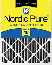 Nordic Pure 16x24x4 (3 5/8) Furnace Air Filters MERV 10 Pleated + Carbon 1 Pack