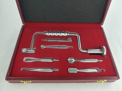 Hudson Brace Hand Drill With Case Surgical Orthopedic Instruments Set 7 Pcs 
