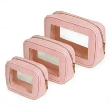 3Pcs Clear Makeup Bag Set for Women, Waterproof Travel Clear Makeup Bag Small...