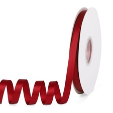 Wine Red Satin Ribbon 3/8 Inch 50 Yards Double Faced Polyester Craft
