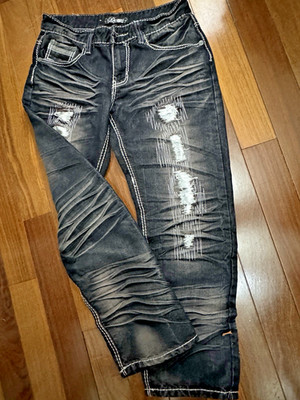 Mens 30 x 30 Jeans Dcoy Jns Dark Wash Denim Black Hard to Find Rare Biker