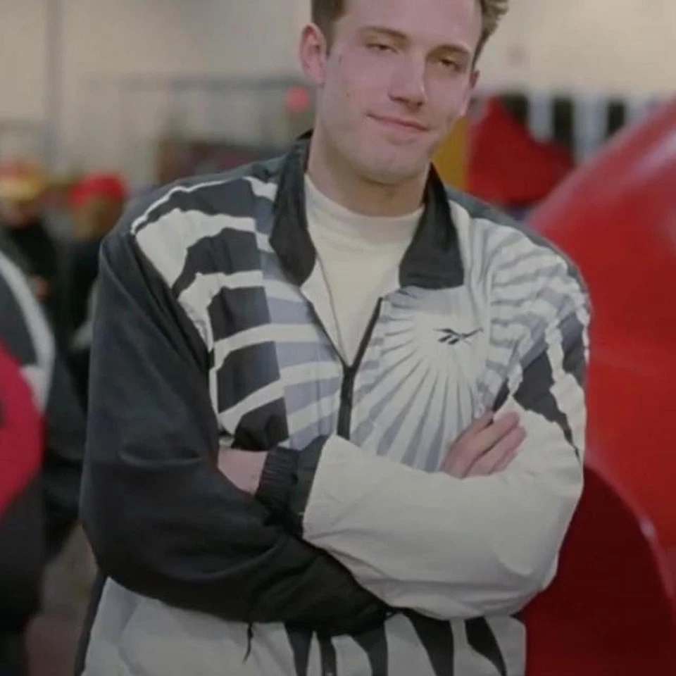 Chaqueta deportiva vintage Reebok Spiral azul blanco cremallera Ben Affleck para hombre XL Foto 2 de 4