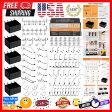 120PCS Pegboard Accessories Organizer Kit, Peg Board Hooks Assortment with Bi...