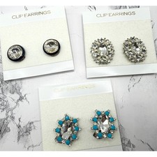 Clip On Earrings Lot Bundle of 3 New on card Wedding Bridal Cocktail Formal