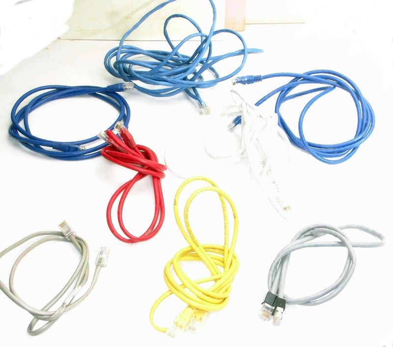 Mixed Lot of NINE Assorted Ethernet Network LAN Cables Cat 5 -- some unmarked