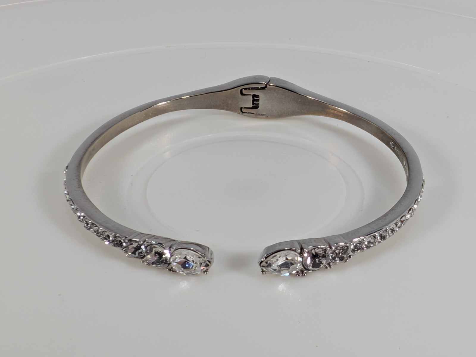 Givenchy Crystal Open Cuff Hinged Silver Tone Bra… - image 1