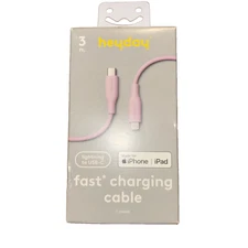Heyday 3ft Lightning to USB-C Cable Light Pink Apple MFi Certified NEW