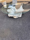 Oval Glass Top Coffee Table Dolphin Base White/Clear 45x32x16 in — photo 2