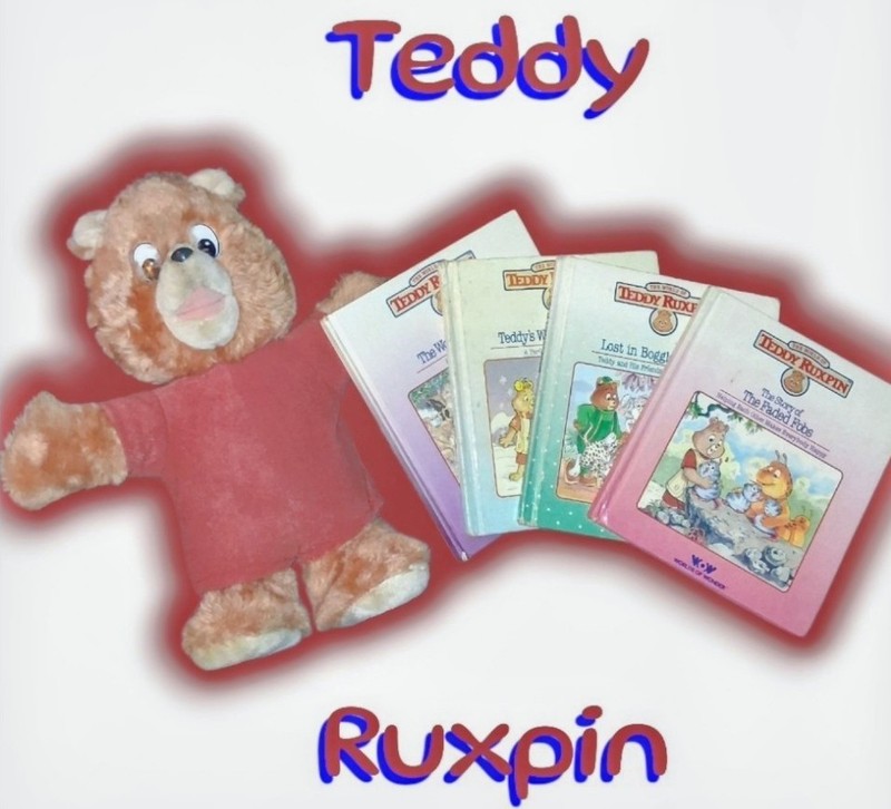 Vintage 1985 Teddy Ruxpin With 4 Books (No Cassettes, Doesn't Talk)