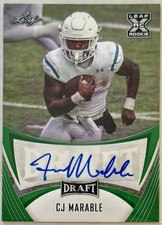 CJ Marable 2021 Leaf Draft Green Auto XRC Coastal Carolina Chanticleers 