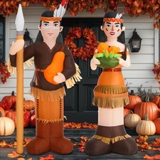 6Ft Thanksgiving Harvest Native American Inflatable Outdoor Decorations Indian M