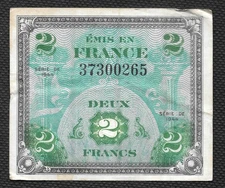 2 Francs Allied Military Currency 1944 Circulated Banknote - France