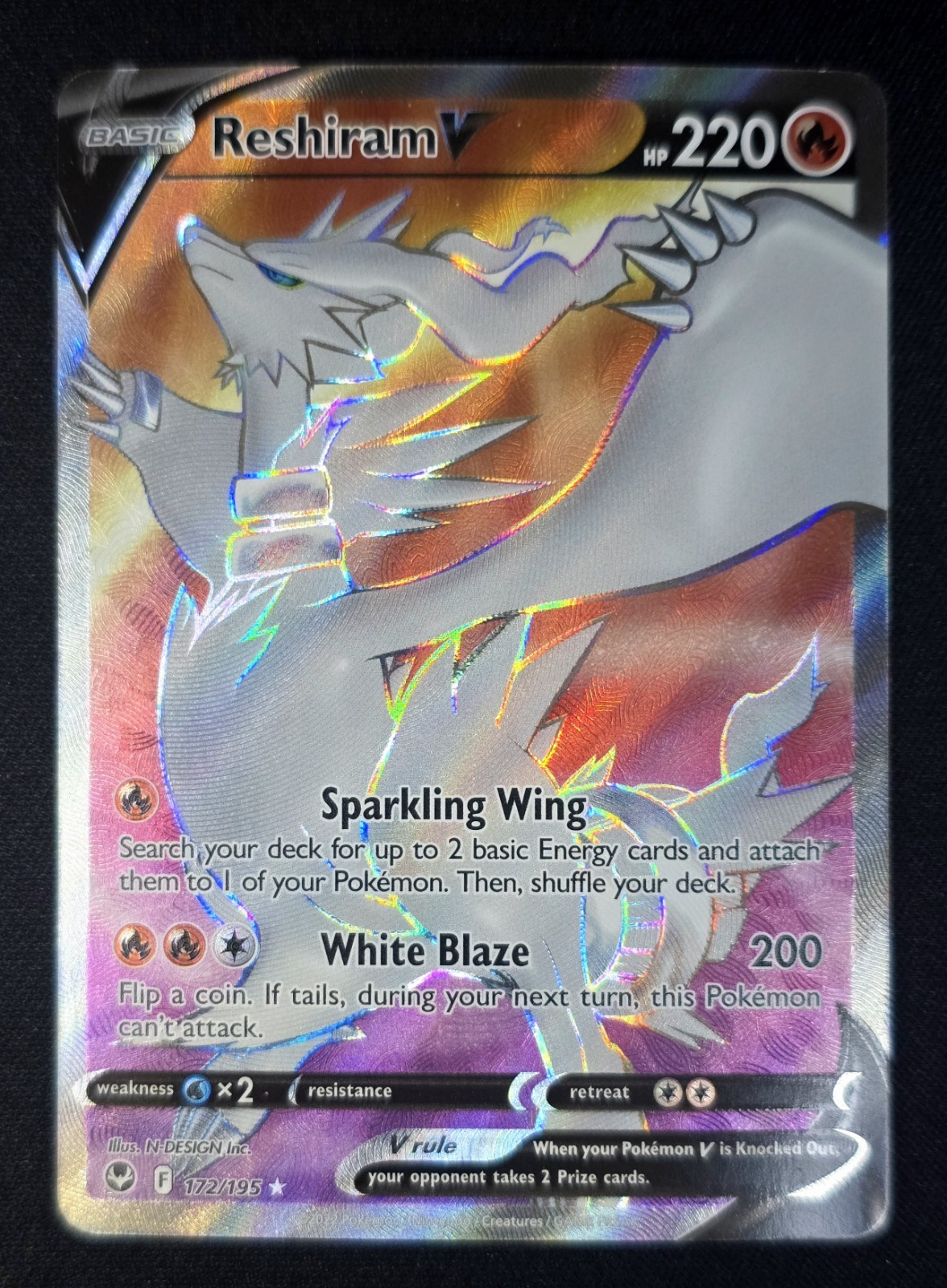 Reshiram V (Full Art) 172/195 SWSH12: Silver Tempest Ultra Rare Holo NM