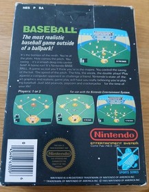 BASEBALL Nintendo NES Video Game w/ ORIGINAL Hang Tab BOX & INSTR BOOKLET 1985