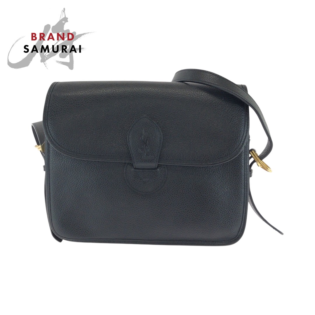 Borsa a tracolla Yves Saint Laurent vintage Ysl nera oro ferramenta pelle pochette