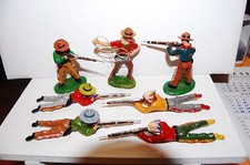 Konvolut 7 alte Hausser Elastolin Massefiguren Wildwest zu 7cm Cowboys Indianer