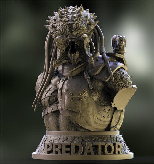 Buste de Predator en résine haute fidélité 19 cm : sculpture fan art aux détails bruts