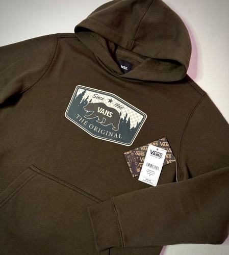 VANS Youth Fleece Hoodie Pullover Sweater BEAR PATCH Boys Kids Size Small S NWT - Picture 1 of 10