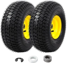 (2 Pack) 15X6.00-6 Lawn Mower Tires and Wheel Assembly, Front Tires Replacement,