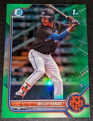 Willy Fanas New York Mets 2022 Bowman Chrome GREEN REFRACTOR 1st RC #'ed /99
