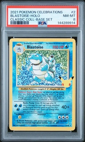2021 POKEMON CELEBRATIONS CLASSIC COLL #2 BLASTOISE-HOLO PSA 8