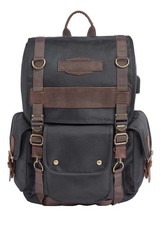 Harley-Davidson Zaino da Viaggio, Ponderosa Borsa Ballistica e USB in Pelle - Nero