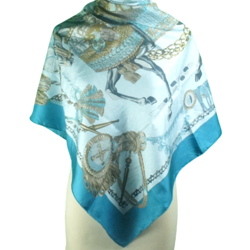 Bufanda de seda de lujo vintage HERMÈS "LE TIMBALIER" de Francoise Heron en 1961 34" Foto 2 de 4