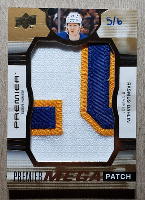 2021-22 Upper Deck Premier Sleeve Number Rasmus Dahlin Game Used Mega Patch 5/6