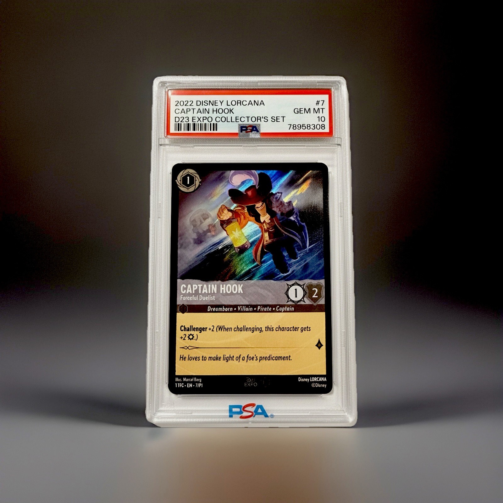 Disney Lorcana Captain Hook D23 Expo 2022 primera edición PSA 10 gemas como nuevo