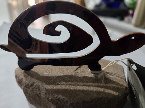 Tazart Metal Sculpture - Turtle, On Stone Base, 4" With Tag, MM - Picture 4 of 7